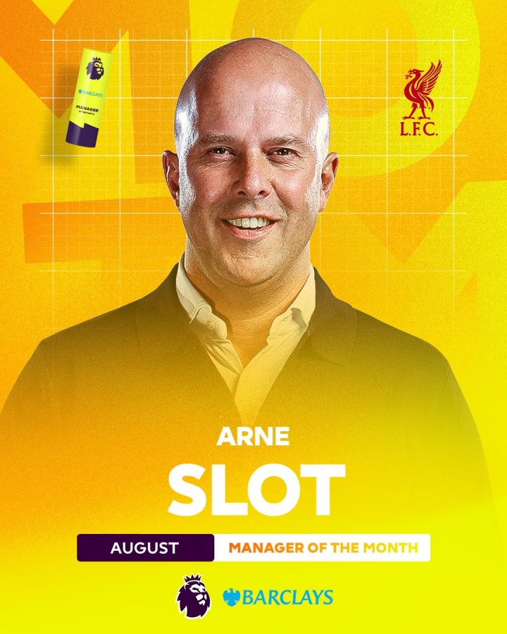 开云体育网址-三战全胜领跑！官方：利物浦主帅斯洛特当选英超8月最佳教练